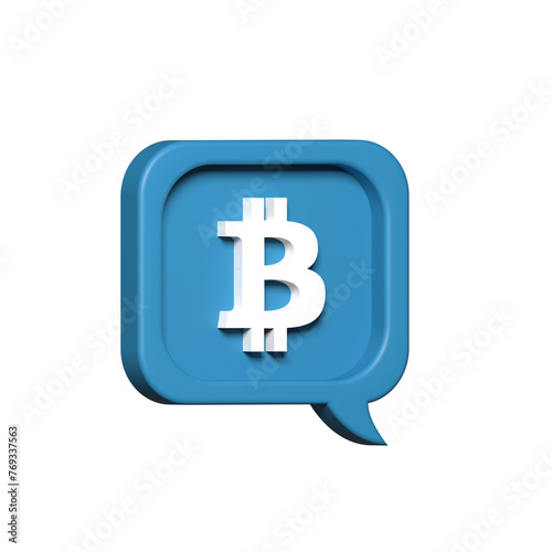 a bitcoin icon in a speech bubble