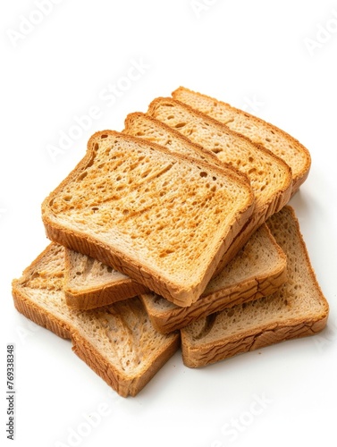 A stack of toasted bread with a light brown color