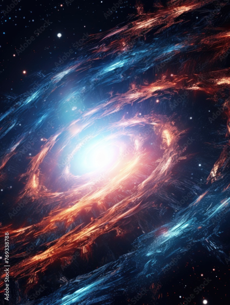 A colorful galaxy with a spiral in the middle