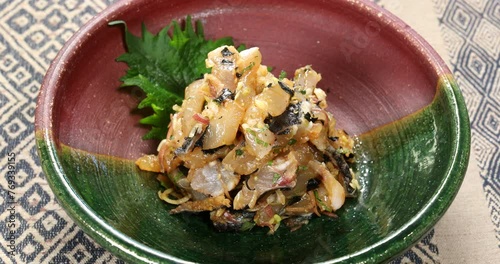 Raw fish cut in pieces
