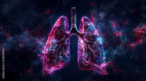 3D Illustration : Diseases of the lungs in the picture lung cancer concept photo