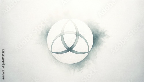 Triquetra. Holy Trinity symbol. Sacred geometry symbol on white background. Vector illustration. Watercolor style.