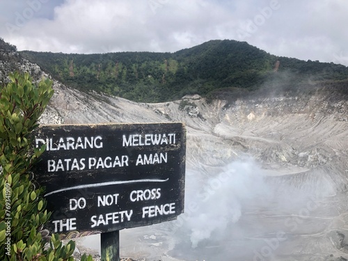 view of the crater on the mountain photo