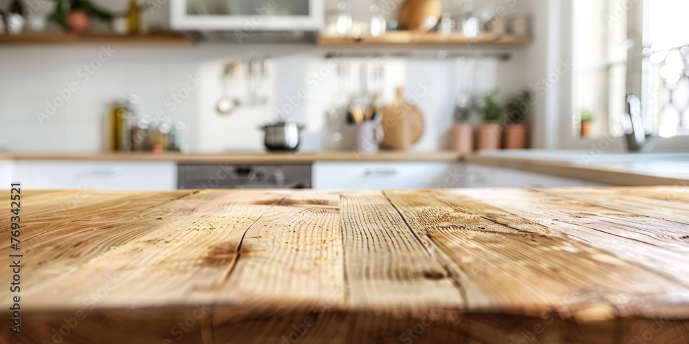 A kitchen with a wooden countertop and a window A kitchen with a wooden countertop and a window