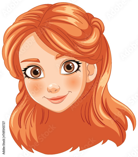 Illustration of a cheerful young girl with red hair