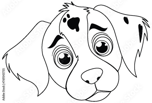 Black and white vector of a cute puppy