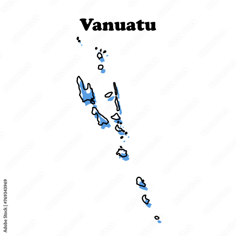 Stylized simple red outline map of Vanuatu Stylized simple red outline map of Vanuatu