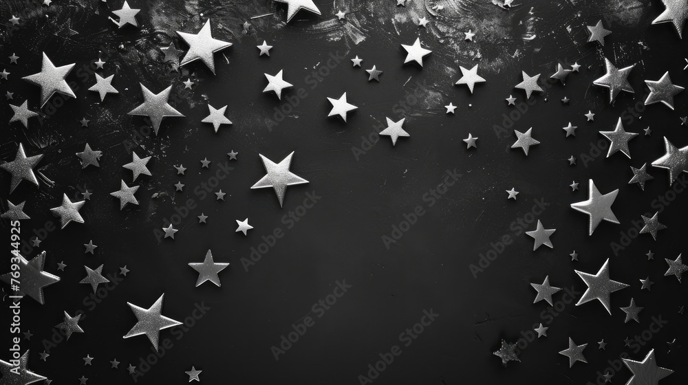 Stars on isolated black background. Generative AI - obrazy, fototapety, plakaty 