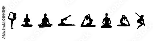 woman yoga set silhouette ico...