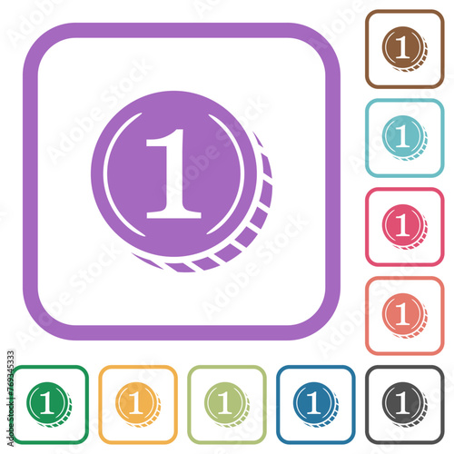 Coin with number one simple icons