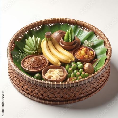 rattan plate display for asian food culture