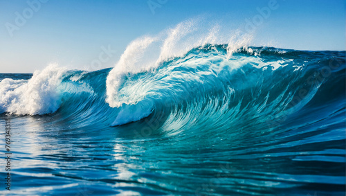 Bright blue ocean wave texture background  © rouda100