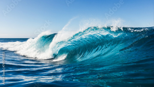 Bright blue ocean wave texture background 