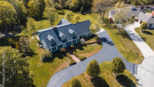 aerial view of a large house