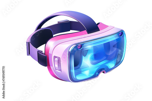 3D Virtual reality headset and controllers for gaming. VR helmet UI icon. isolated on PNG Background. Generative Ai.