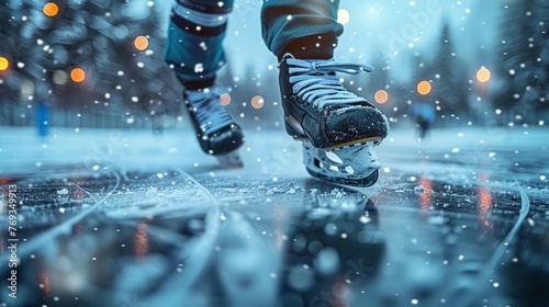 hockey player skates on ice photo