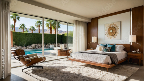 Palm Springs midcentury modern bedroom  © rouda100