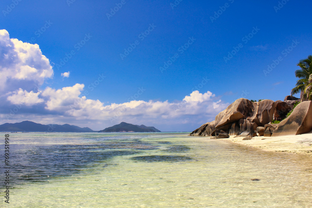The gorgeous sands of the world famous Anse Source D'Argent beach on La Digue Island, Seychelles The gorgeous sands of the world famous Anse Source D'Argent beach on La Digue Island, Seychelles