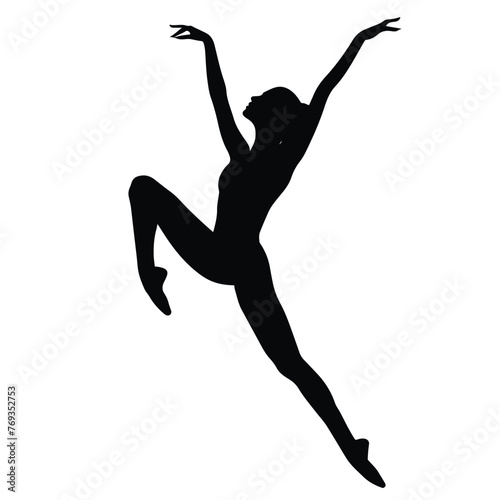 Silhouette of an elegant ballerina ballet dancer