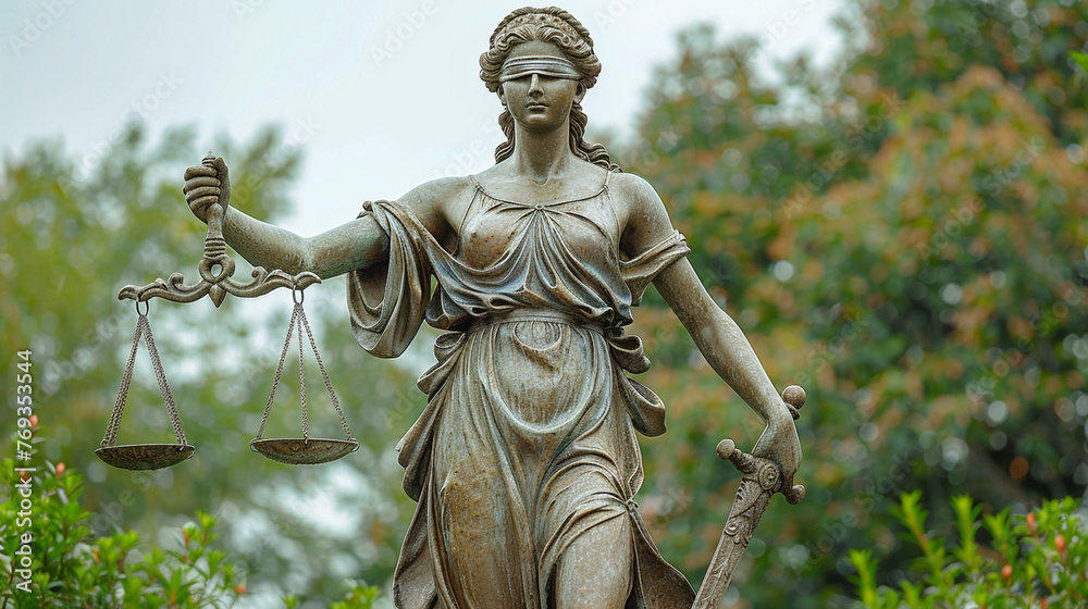 Statue of Lady Justice Holding Scale of Justice