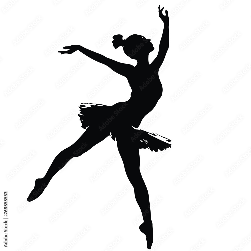 Silhouette of an elegant ballerina ballet dancer