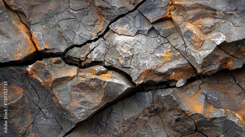 A striking image of a jagged rock formation its surface marred by deep winding scars a reminder of the destructive nature of acid rains erosion and depletion of the earths