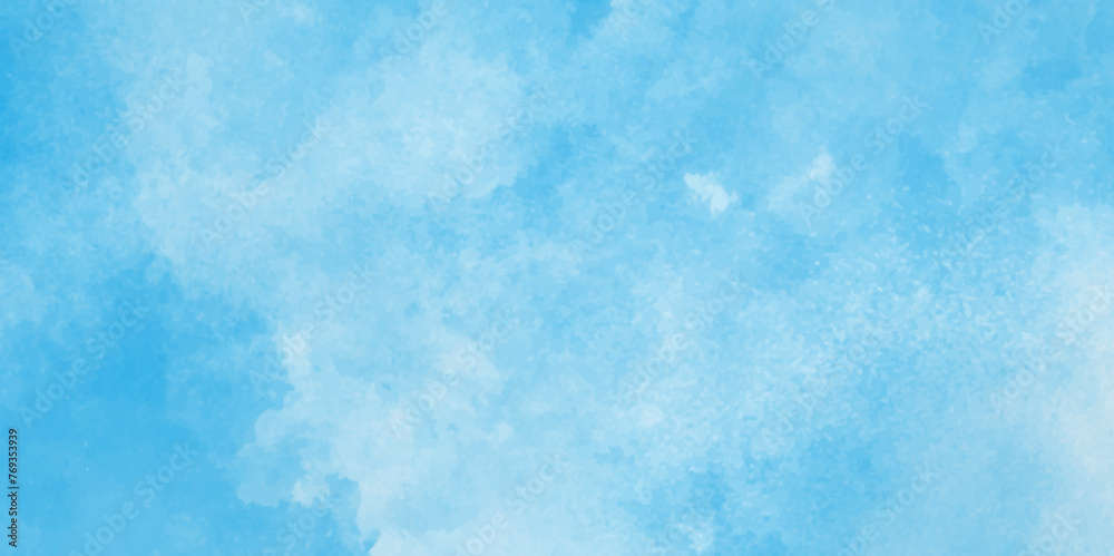 Natural and cloudy Blue and white colors clouds, polished and cloudy painted light blue clouds watercolor background, The summer is colorful clearing day Good weather with natural clouds.