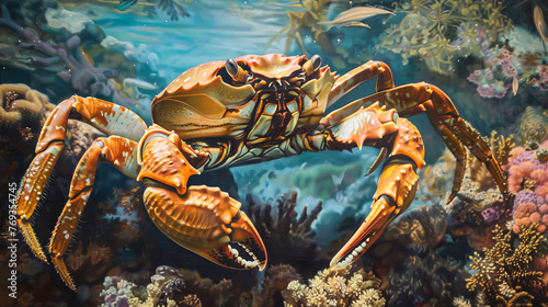 Crab Painting on Coral Reef