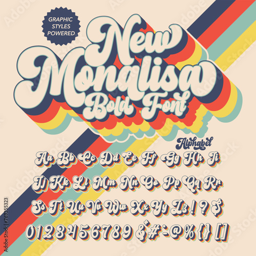 Color Version New Monalisa Retro Vintage Display bold Font alphabet