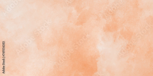 Paint leaks and ombre effects orange watercolor texture, Pink and orange light background with grunge effect, Old paper texture with stains and scratches, Hand painted abstract cloud texture. photo