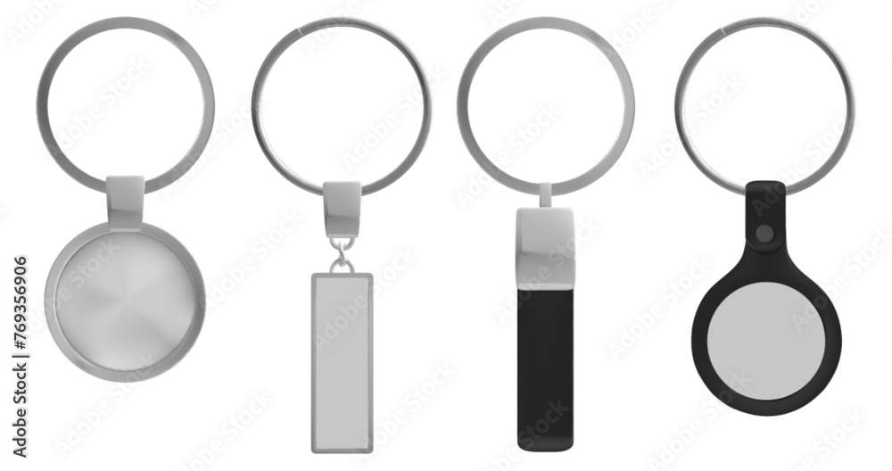Photography Silver blank key chair ring template vector design