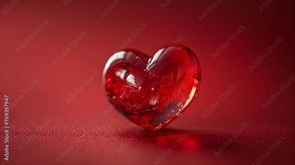 Fototapeta premium negligible scene with heart shape on red background