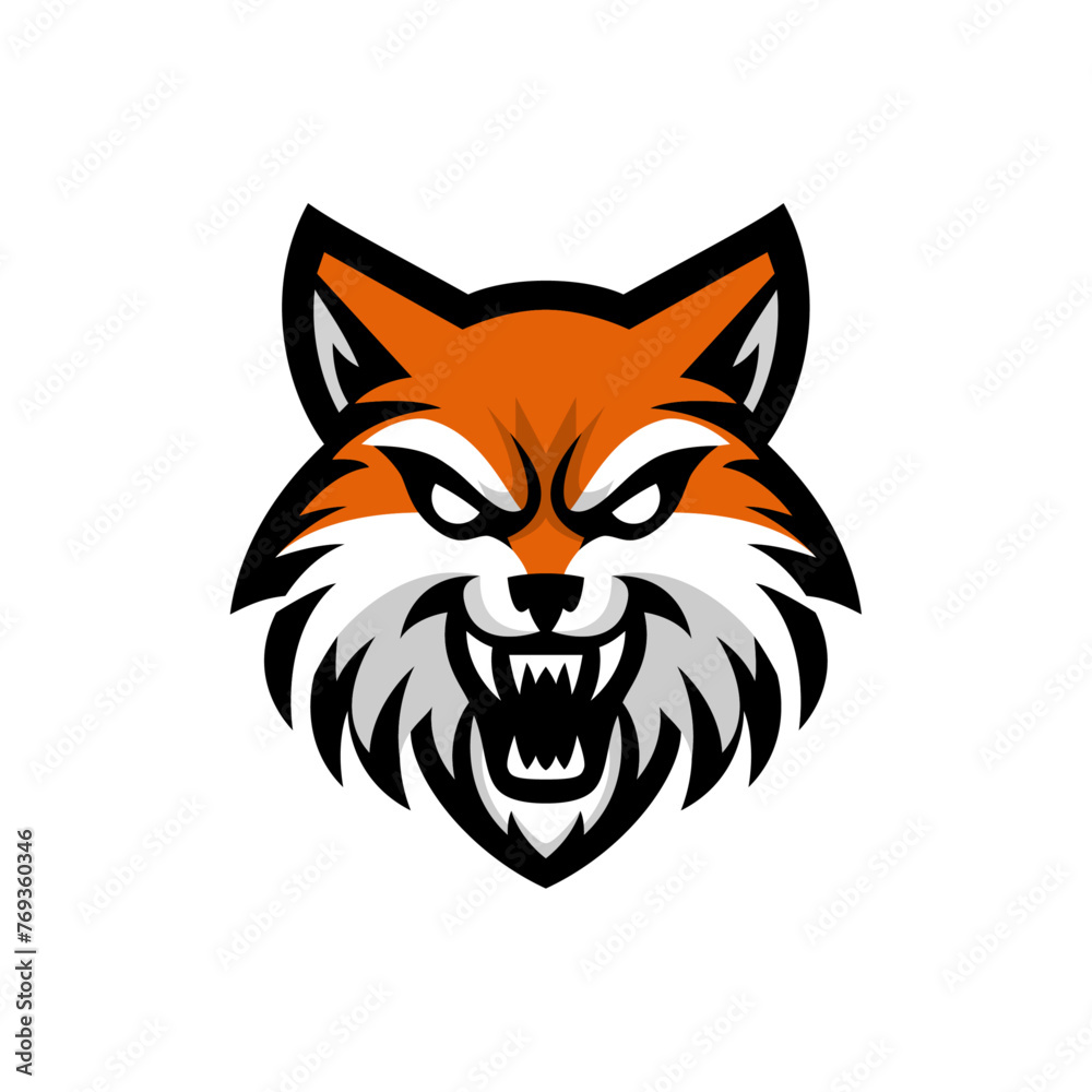 Angry Fox Head in Modern Style Logo