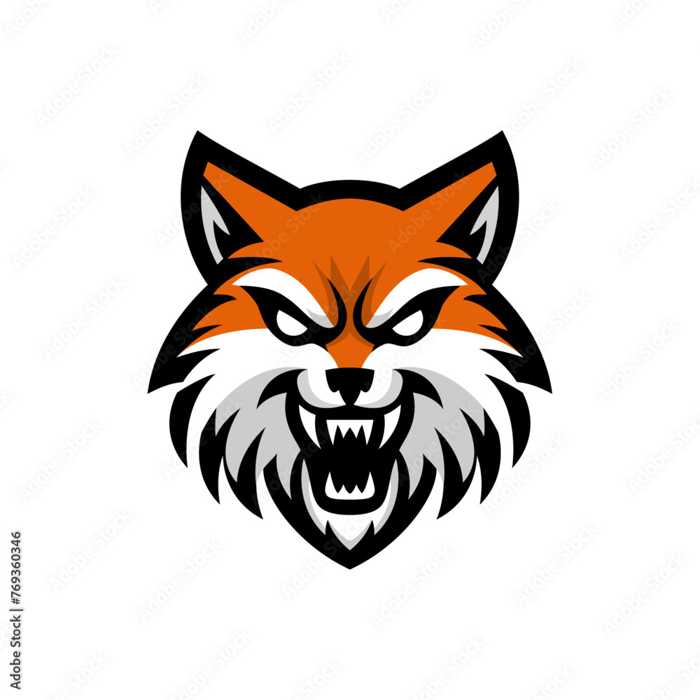 Angry Fox Head in Modern Style Logo Angry Fox Head in Modern Style Logo