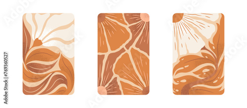 Vector illustrations collection of vintage prints with abstract flowers isolated on white background. Modern floral design templates for card, poster, invitation, brochure