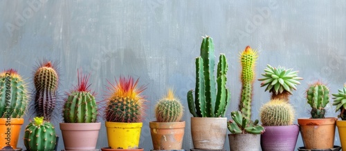 Multiple large cacti in a container. Attractive indoor decor item. photo