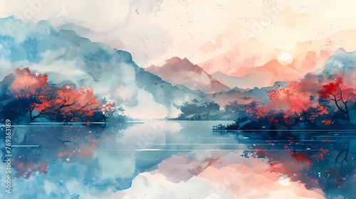 nature painting watercolor landscape illustration abstract art decorative painting background