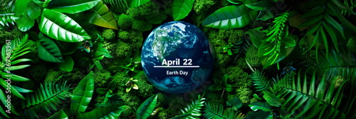 Natural background with the inscription "April 22 Earth Day". View from above.Generative AI