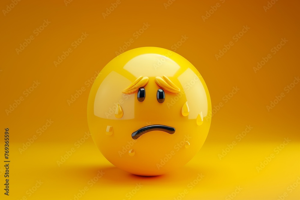 Fototapeta premium A sad face with tears falling down