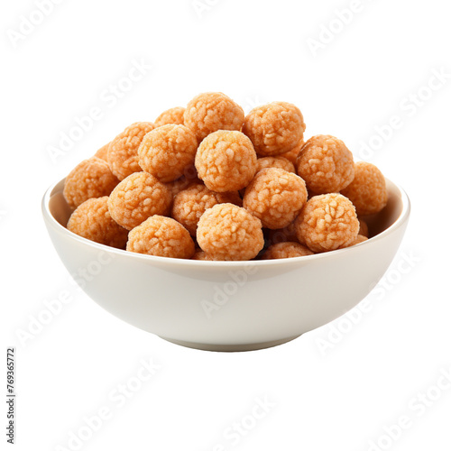 cereal cookies in a bowl isolated on transparent background