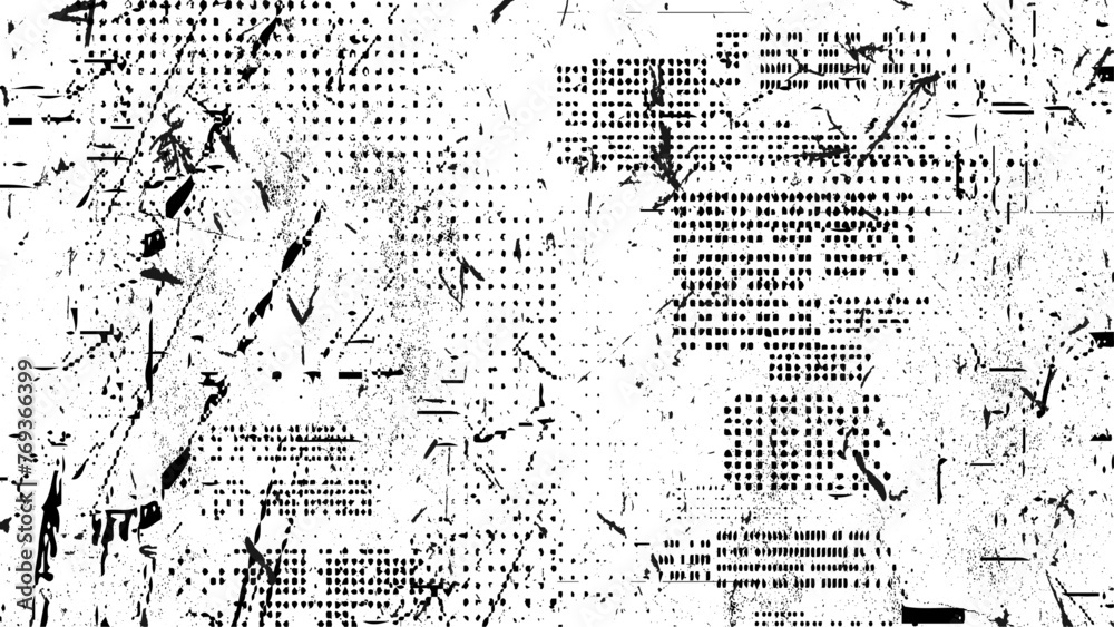 Abstract grunge black and white distressed texture background with pixel view.