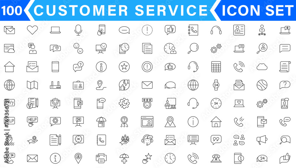 Customer service icon set. Containing customer satisfied, assistance, experience, feedback, operator and technical support icons