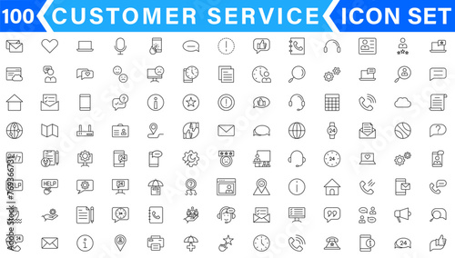 Customer service icon set. Containing customer satisfied, assistance, experience, feedback, operator and technical support icons