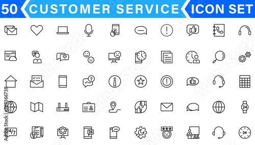 Customer service icon set. Containing customer satisfied, assistance, experience, feedback, operator and technical support icons