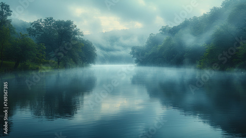 Morning Mist Over the River