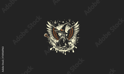 witch with wings vector artwork design