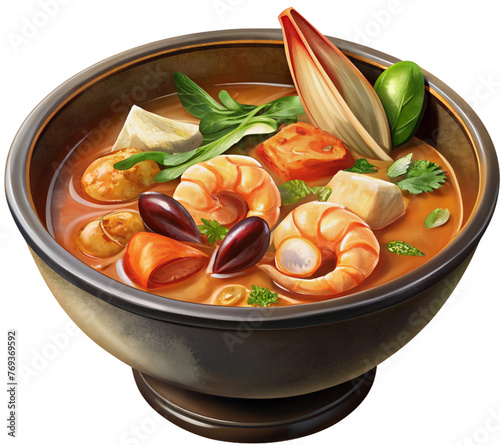 illustration of tom yum kung, genertive ai photo