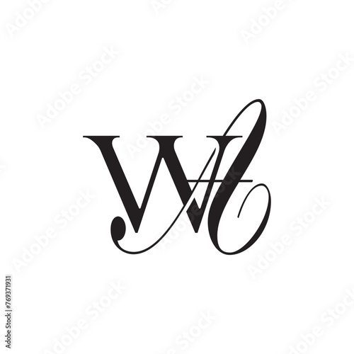 Initial Mixed Letter Logo. Logotype design. Simple Luxury Black Flat Vector WA