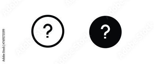 Question Icon Question mark sign line and flat icons set, editable stroke isolated on white, linear vector outline illustration, symbol logo design style