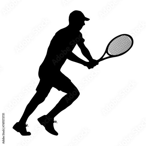 Male tennis player vector silhouette